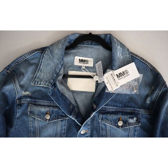 MM6 x Maison Margiela Women's Sz 42 US Small Blue Distressed Denim Jacket - Picture 7 of 9